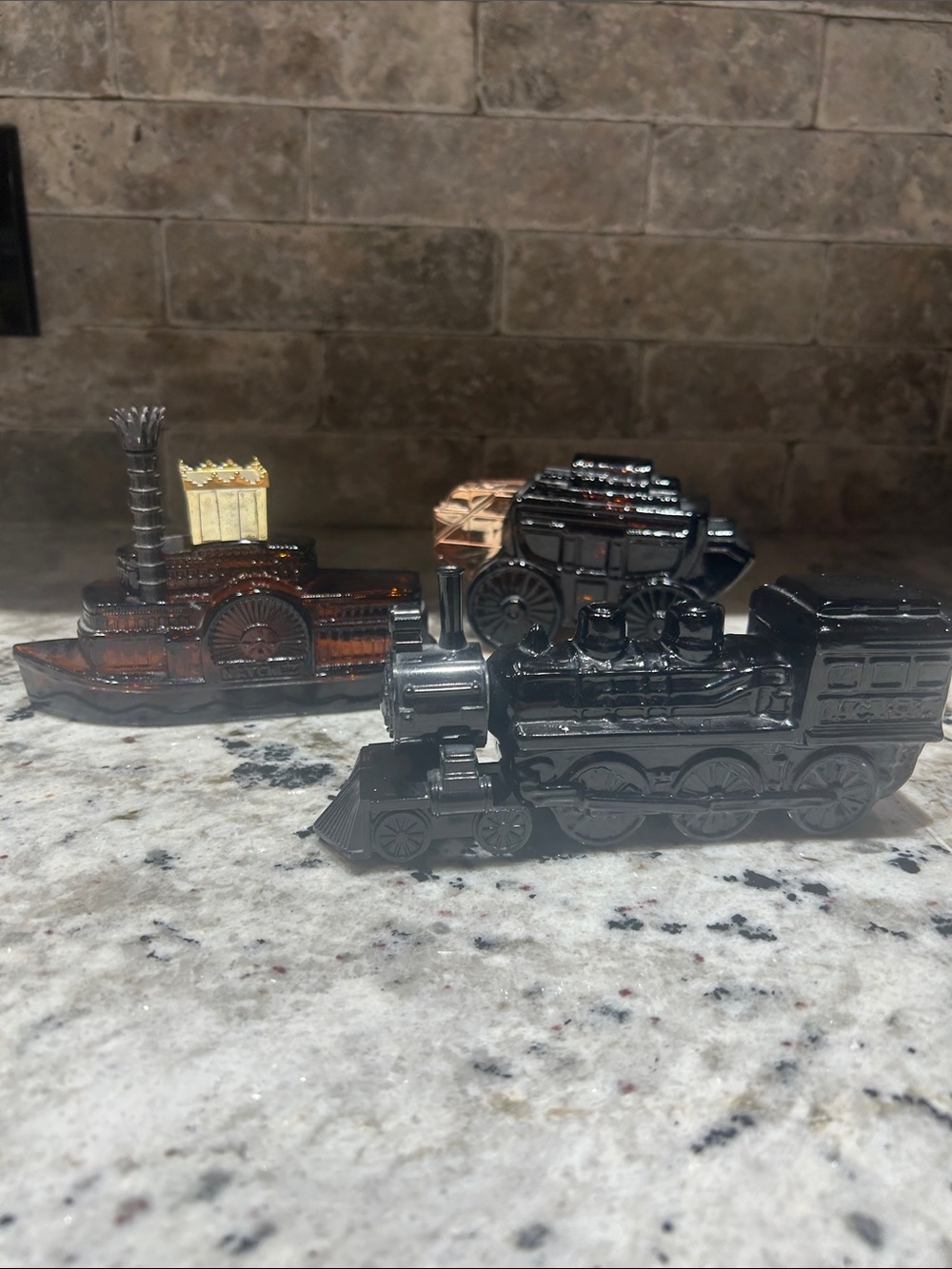 Vintage Avon transportation bottles train, stagecoach &riverboat 3 Piece lot